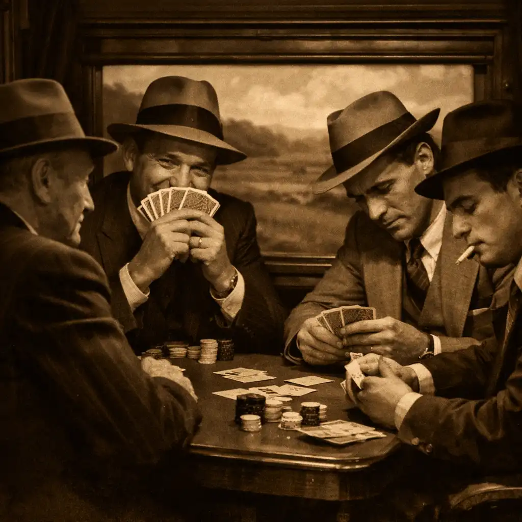 Poker game on a train in The Sting